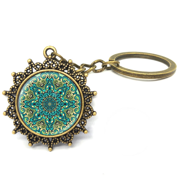 Art glass Mandala Keychain