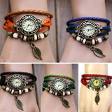 Leather Leaf Bracelet Quartz Watch