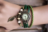 Leather Leaf Bracelet Quartz Watch