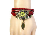 Leather Leaf Bracelet Quartz Watch