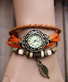 Leather Leaf Bracelet Quartz Watch