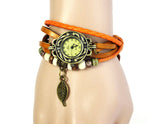 Leather Leaf Bracelet Quartz Watch