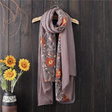 Floral Embroidered Scarf 90*180CM
