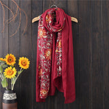 Floral Embroidered Scarf 90*180CM