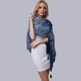 Blue and White Porcelain Print Pashmina