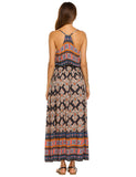 Lace-up Bohemian Print Long Dress