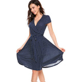 Dot A-Line Pleated Dress