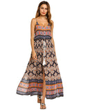 Lace-up Bohemian Print Long Dress