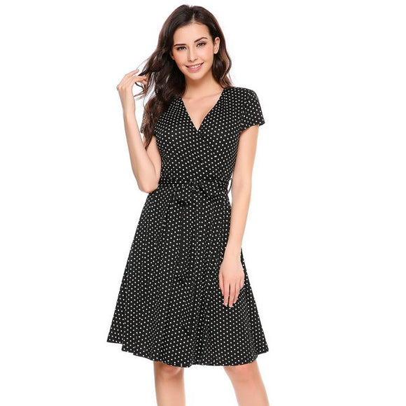 Dot A-Line Pleated Dress