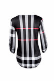 Plaid Women Top Three-quarter Sleeve