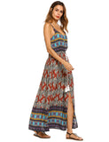 Lace-up Bohemian Print Long Dress