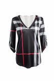 Plaid Women Top Three-quarter Sleeve