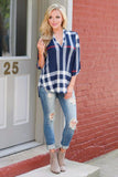 Plaid Women Top Three-quarter Sleeve