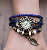 Leather Leaf Bracelet Quartz Watch