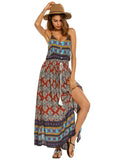 Lace-up Bohemian Print Long Dress