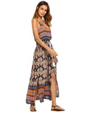 Lace-up Bohemian Print Long Dress