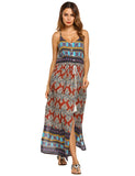 Lace-up Bohemian Print Long Dress