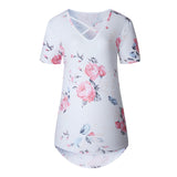 Cross V Neck Summer T Shirt for Women