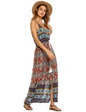 Lace-up Bohemian Print Long Dress