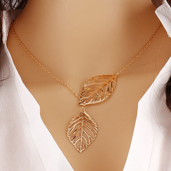 Two Leaves Pendant Necklaces