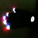 LED Light Up Finger Black Gloves