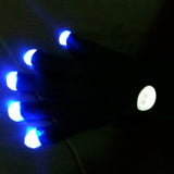 LED Light Up Finger Black Gloves