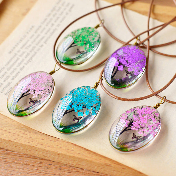 Tree Flower Butterfly Necklace