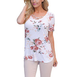 Cross V Neck Summer T Shirt for Women