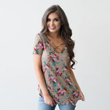 Cross V Neck Summer T Shirt for Women