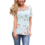 Cross V Neck Summer T Shirt for Women