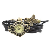 Leather Butterfly Bracelet Watch
