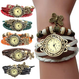 Leather Butterfly Bracelet Watch